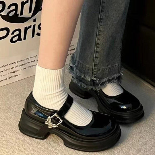 Damen Modische Plateau-Pumps mit verstellbarem Riemen und stabiler Sohle