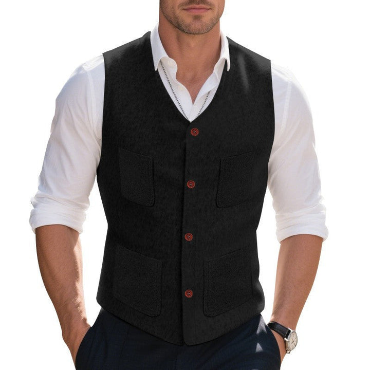 Herren Weste mit funktionalen Taschen und eleganten Knopfdetails