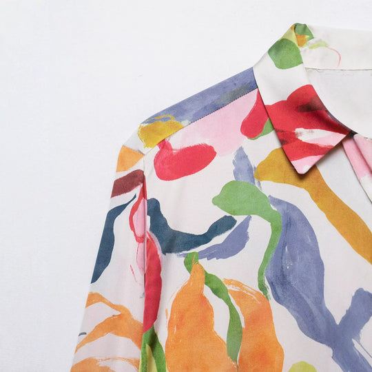 Damen Seidenoptik-Bluse mit Aquarell-Blumenprint Nord Taschen