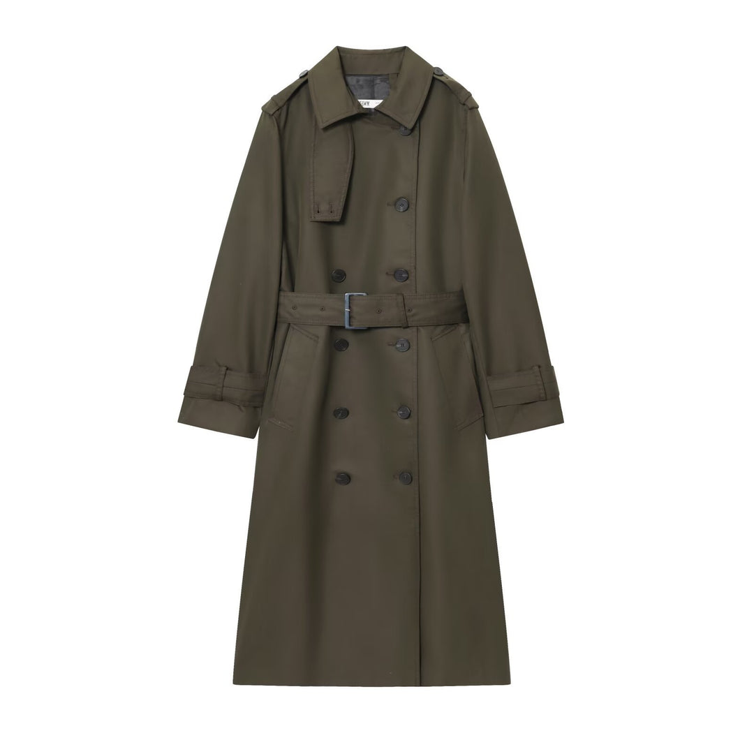 Damen 50+ klassischer Trenchcoat mit Doppelreihe, Taillengürtel und Schulterriegel Nord Taschen