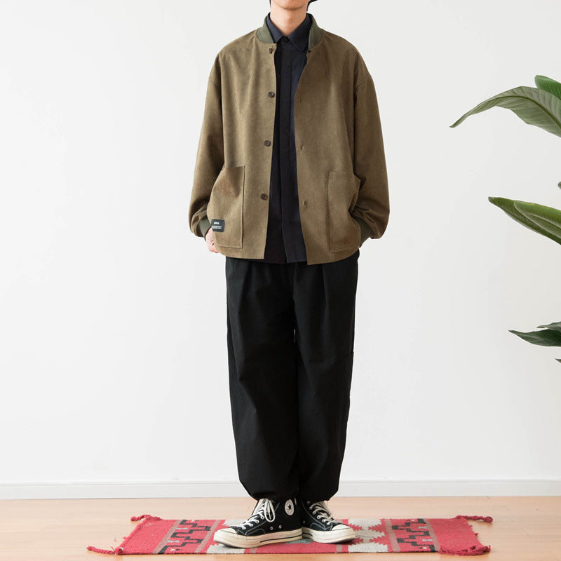 Herren Lockeres Overshirt aus Veloursleder-Imitat mit Knopfleiste und großen Fronttaschen Nord Taschen
