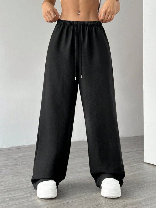 Damen Weite Lounge-Hose mit hohem Elastikbund und Kordelzug Nord Taschen