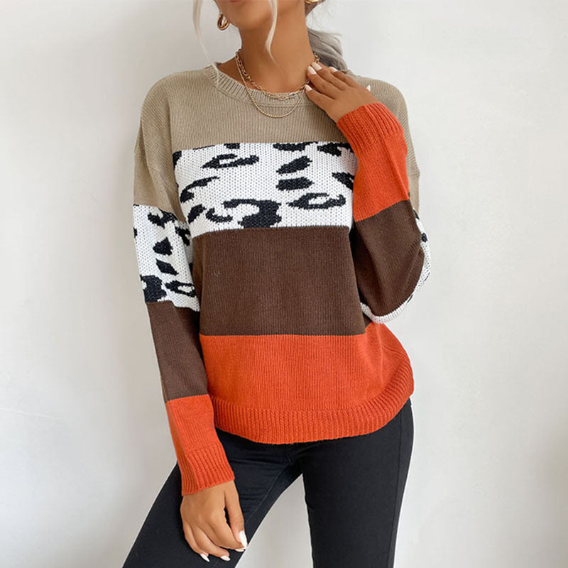 Damen Lässiger Strickpullover mit Animal-Print Nord Taschen