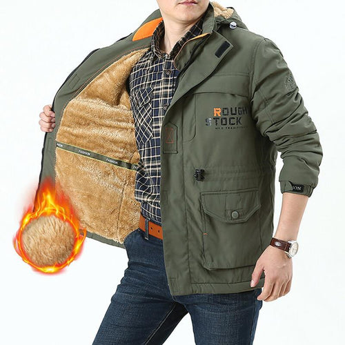 Herren winddichter Fieldparka mit wärmender Kunstfell‑Innenlage, Kapuze und multifunktionalen Taschen Nord Taschen