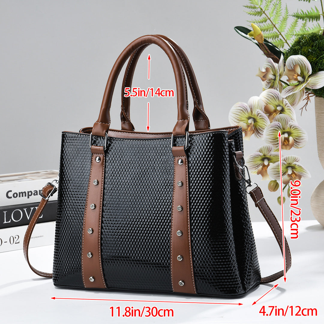 Damen elegante Handtasche mit modernem Karomuster Nord Taschen