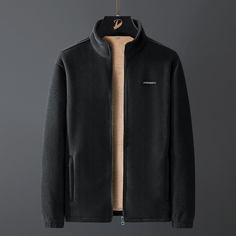 Herren Thermo-Fleecejacke mit Teddy-Innenfutter, verdecktem Reißverschluss und Stehkragen Nord Taschen