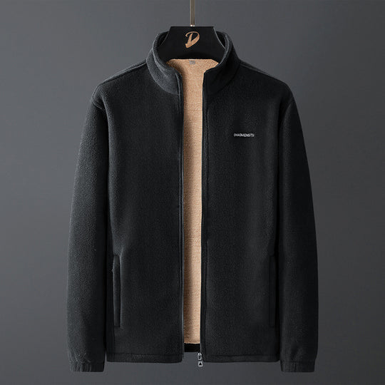 Herren Thermo-Fleecejacke mit Teddy-Innenfutter, verdecktem Reißverschluss und Stehkragen Nord Taschen