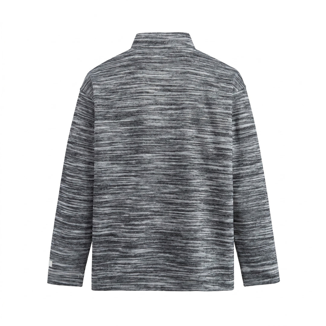 Herren Strukturierter Henley-Strickpullover mit Stehkragen und Melange-Struktur Nord Taschen