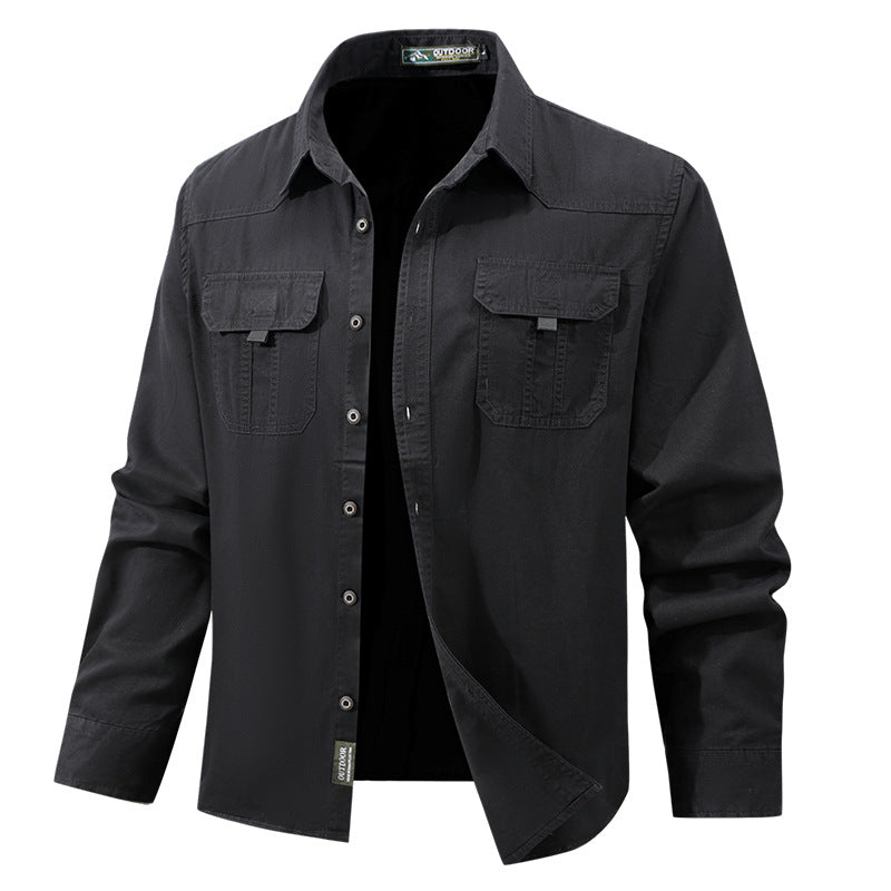 Herren  leichtes Travel-Hemdjacke mit verdeckter Knopfleiste, aufgesetzten Klappbrusttaschen und knitterarmem Baumwoll-Stretch Nord Taschen