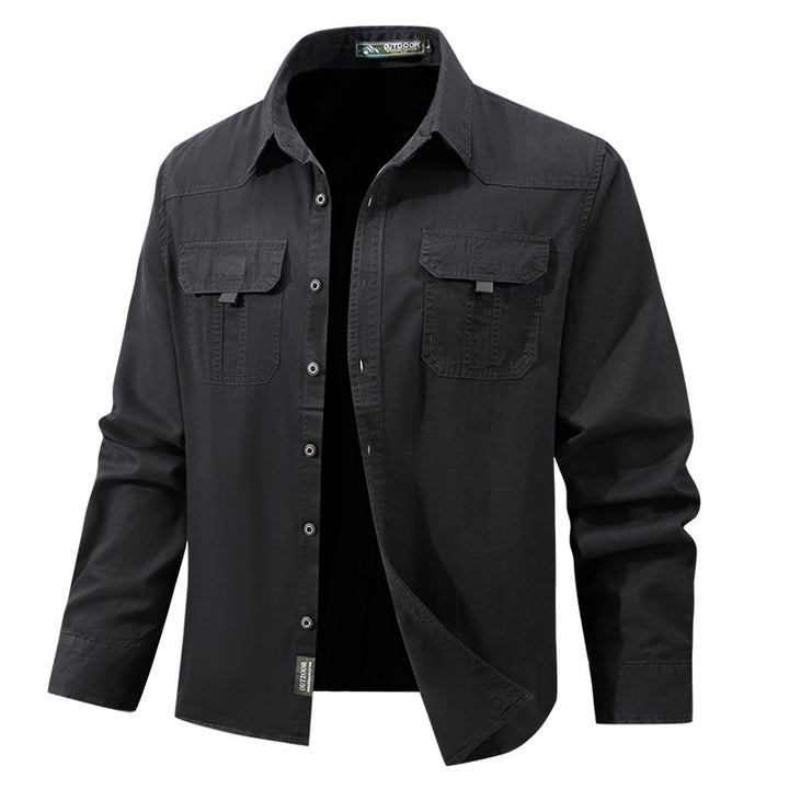 Herren  leichtes Travel-Hemdjacke mit verdeckter Knopfleiste, aufgesetzten Klappbrusttaschen und knitterarmem Baumwoll-Stretch Nord Taschen