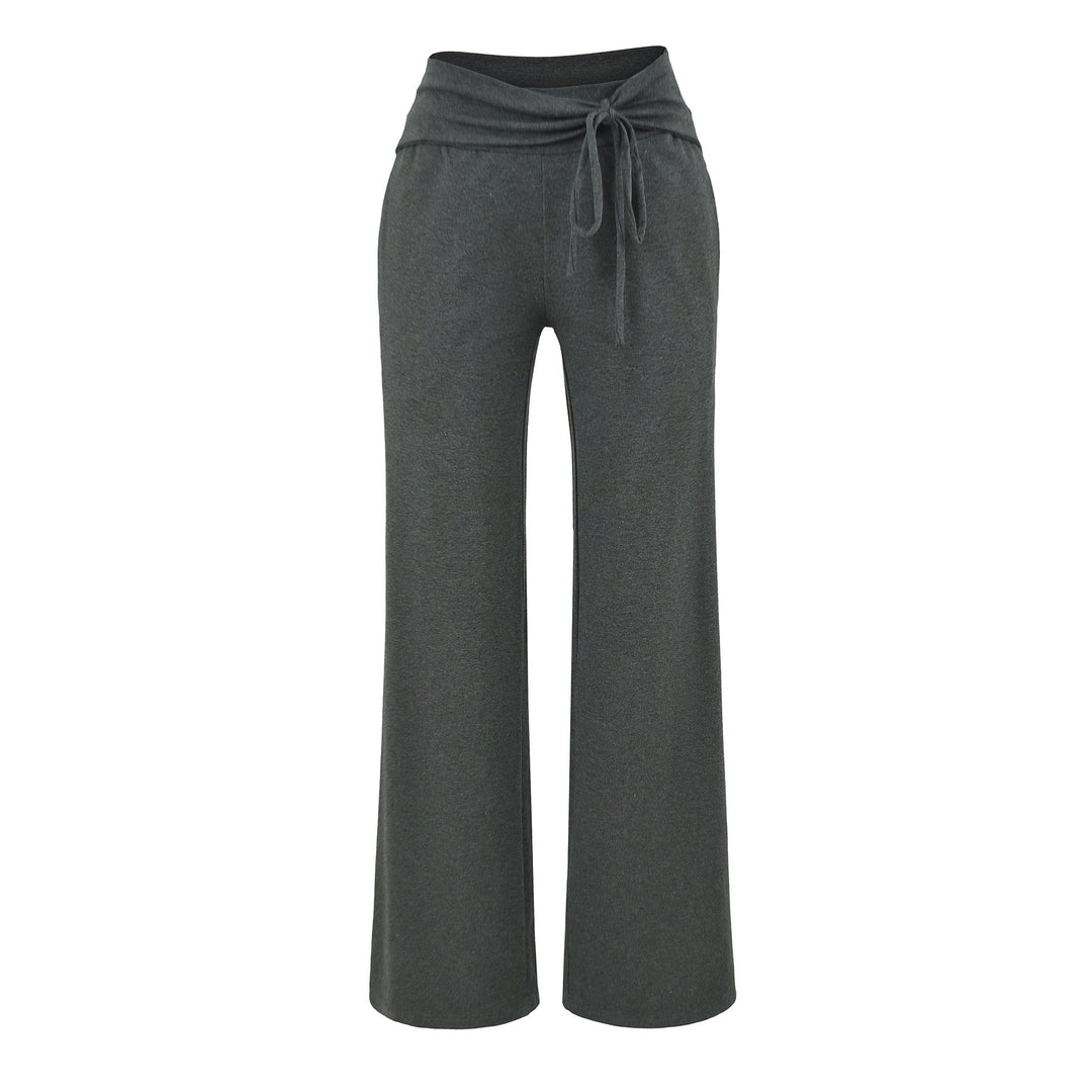 Damen Weite Jersey-Loungehose mit Umschlagbund und Tunnelzug Nord Taschen