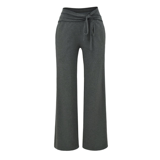Damen Weite Jersey-Loungehose mit Umschlagbund und Tunnelzug Nord Taschen