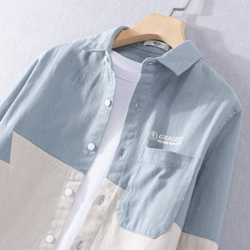 Herren Farbblock-Overshirt aus Baumwollmix mit Brusttasche und Relaxed-Fit Nord Taschen