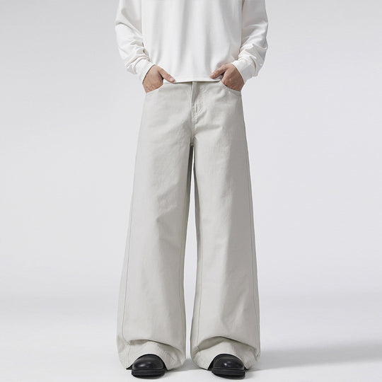 Damen Hochgeschnittene Extraweite Palazzo-Hose aus Baumwoll‑Twill mit bodenlanger Silhouette Nord Taschen