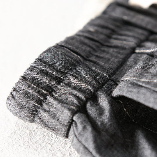 Herren lässige Hose mit elastischem Bund und Kordel schmal zulaufend Nadelstreifenoptik Nord Taschen