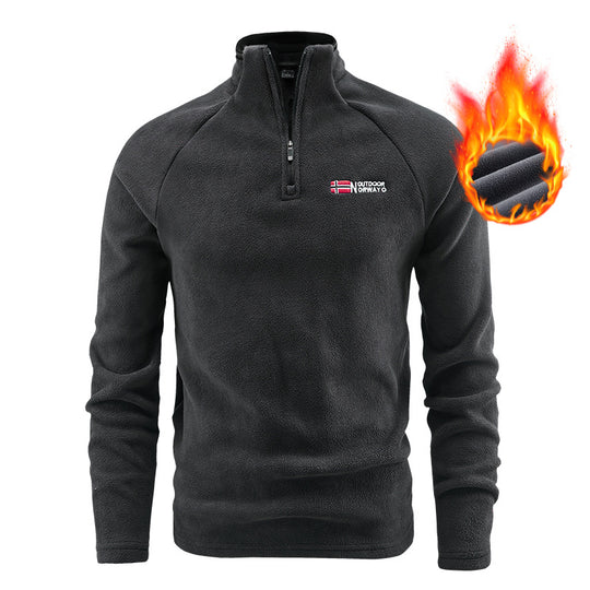 Herren Fleece-Halbzip-Pullover mit stehendem Kragen und atmungsaktivem Thermofleece Nord Taschen