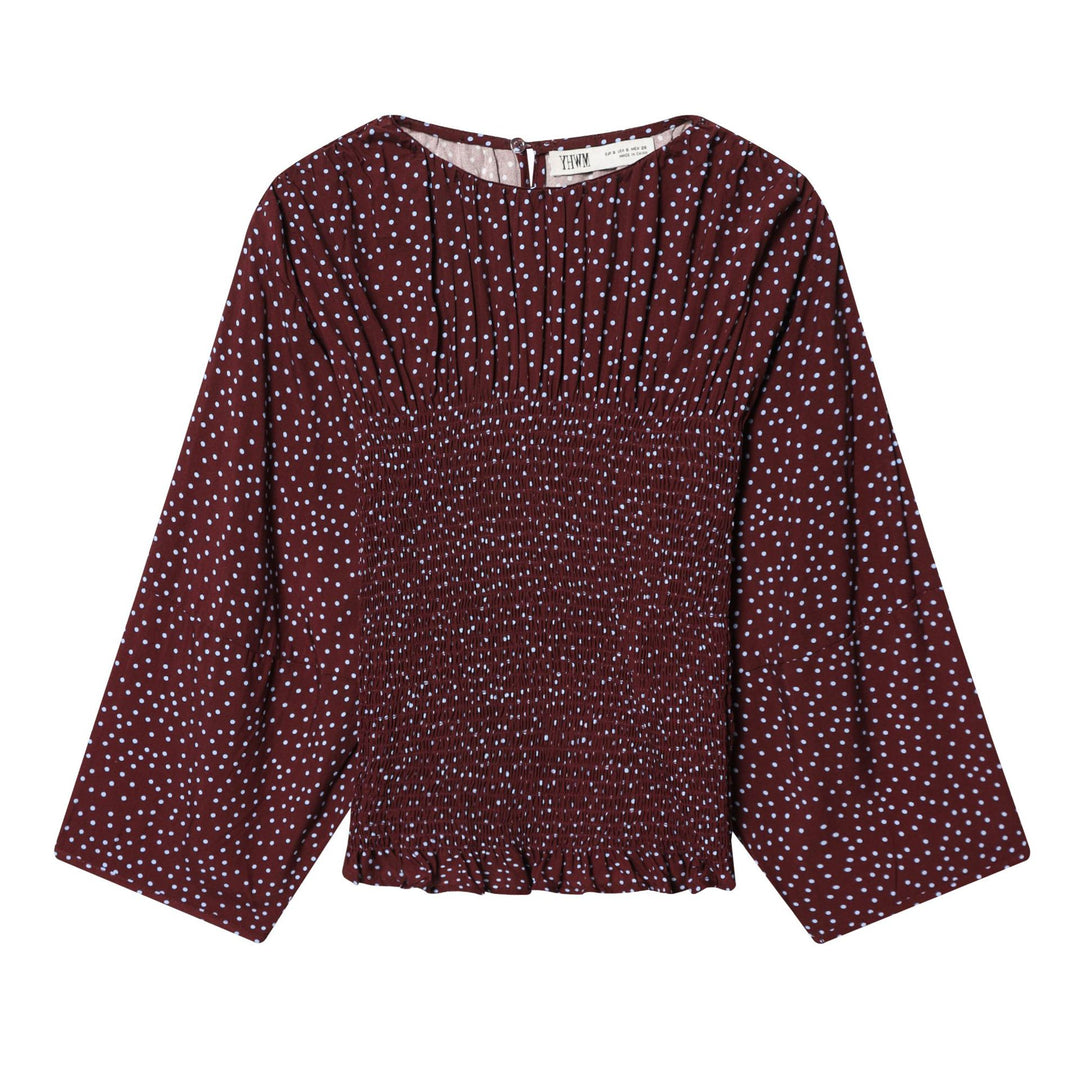 Damen Smock-Bluse mit elastischer Raffung und weiten Trompetenärmeln Nord Taschen
