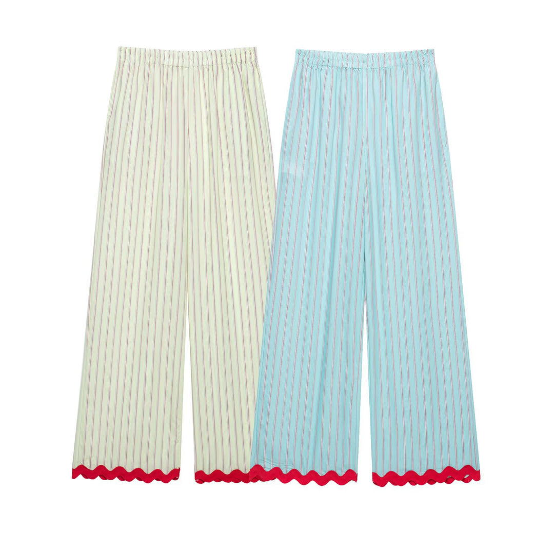 Damen Leichte weit geschnittene Loungehose mit elastischem Bund und welligem Saum Nord Taschen