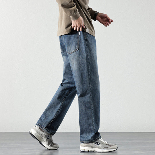 Herren Weite Straight‑Leg Denim-Jeans mit Vintage-Wash und lockerer Passform Nord Taschen