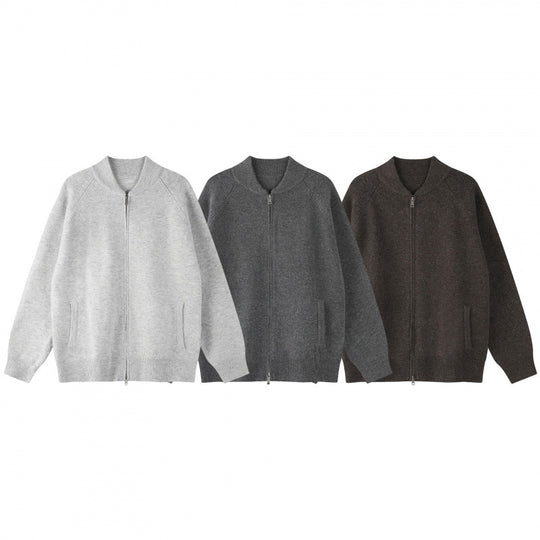 Unisex Locker geschnittene Feinstrick-Zipjacke mit Zwei-Wege-Reißverschluss und Rippbündchen Nord Taschen