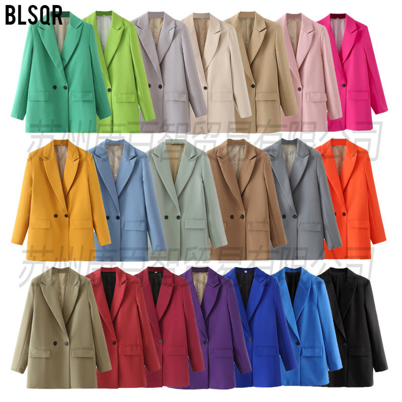 Damen Langer Oversize-Blazer mit markantem Revers, Pattentaschen und leichter Schulterpolsterung Nord Taschen