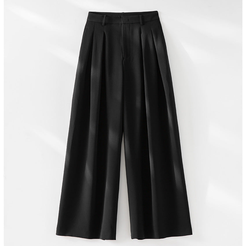 Damen Hochtaillierte Palazzohose mit Kellerfalten und fließender Crêpe-Qualität Nord Taschen