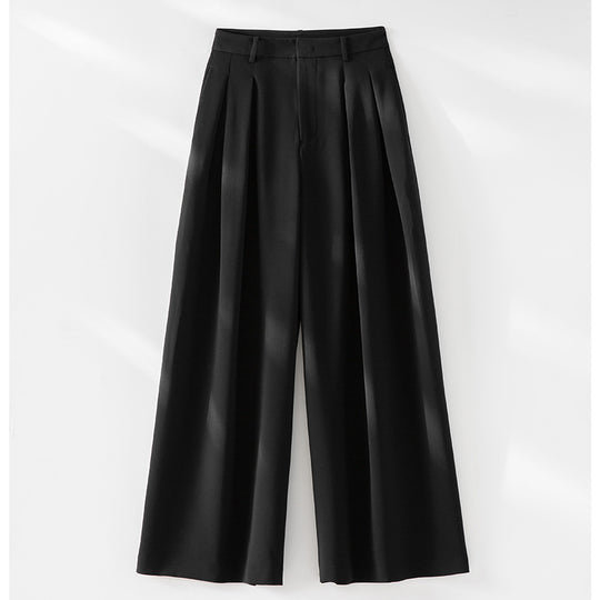 Damen Hochtaillierte Palazzohose mit Kellerfalten und fließender Crêpe-Qualität Nord Taschen