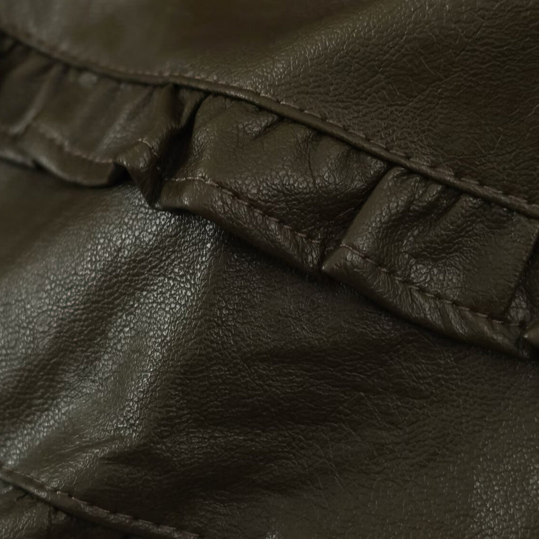 Damen Midirock aus beschichtetem Kunstleder mit elastischem Bund und doppellagigem Volantbesatz Nord Taschen