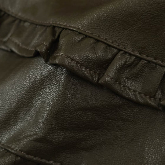 Damen Midirock aus beschichtetem Kunstleder mit elastischem Bund und doppellagigem Volantbesatz Nord Taschen