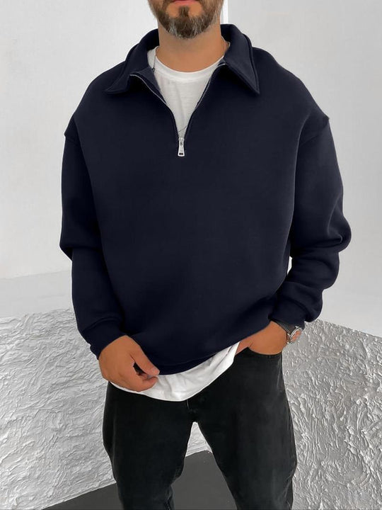 Herren Oversize Halbzip-Sweatshirt mit aufgestelltem Kragen Nord Taschen