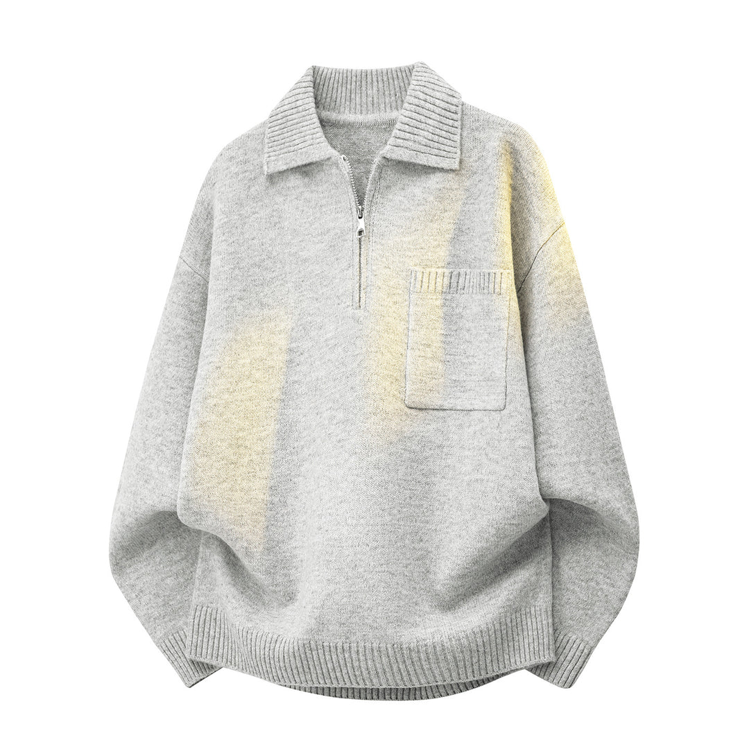Damen Oversize-Strickpullover mit Halbzip, Rippkragen und Brusttasche Nord Taschen