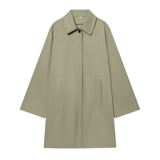 Damen Weitgeschnittener Cape‑Mantel mit verdeckter Knopfleiste und aufgesetzten Taschen Nord Taschen