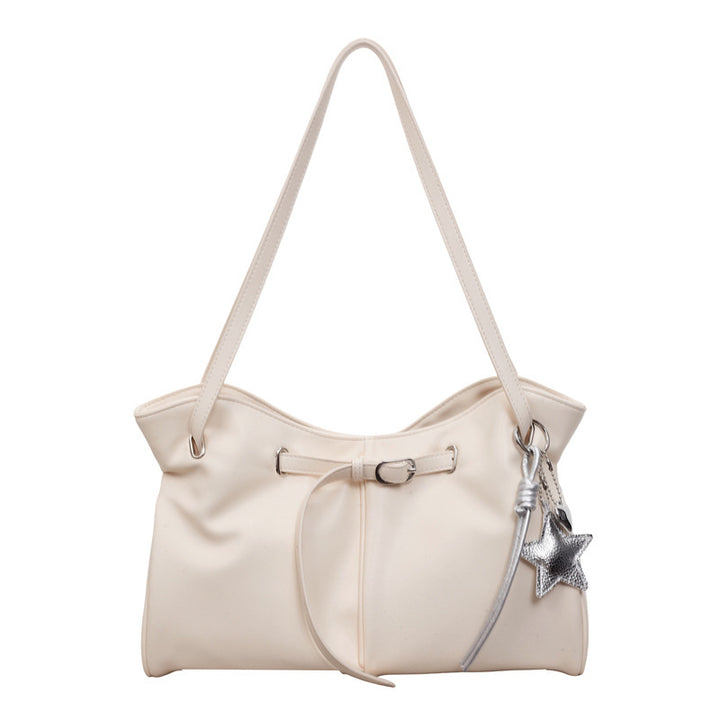Damen modische Shopper Tasche mit elegantem Kordelzug und dekorativem Anhänger Nord Taschen