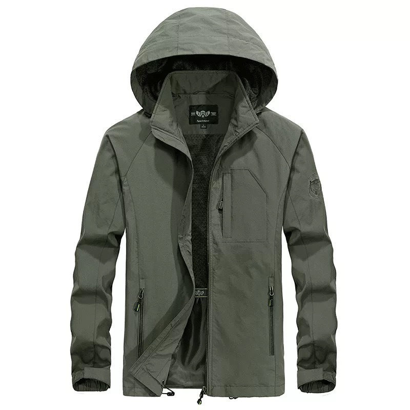 Herren leichter winddichter Shell‑Hoodie mit Mesh‑Futter, Kapuze und verstellbarem Saum Nord Taschen