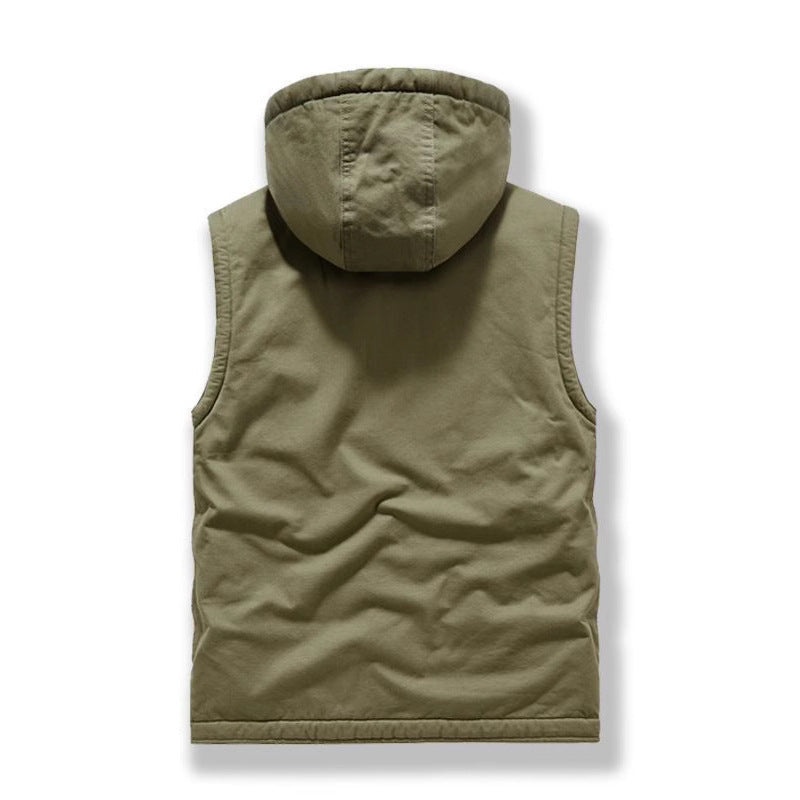Herren Utility-Weste mit Kapuze, Teddyfutter und Multifunktionstaschen Nord Taschen