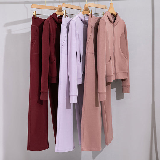 Damen Breite Baumwoll-Frottee-Loungehose mit hohem Bund und Tunnelzug Nord Taschen