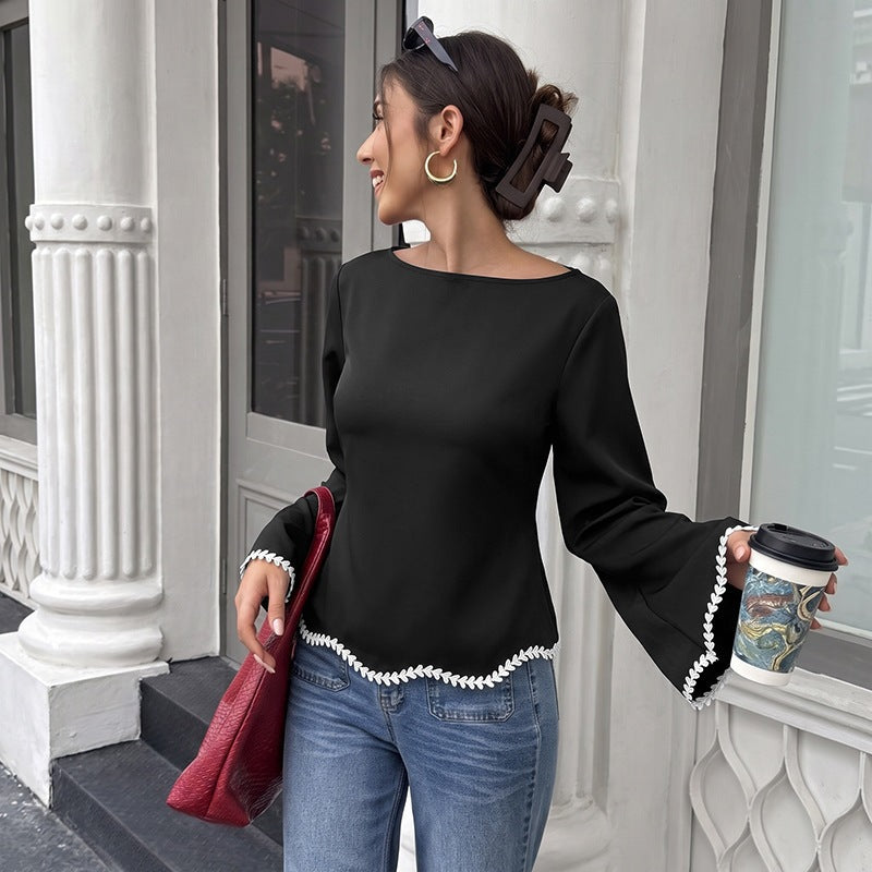 Damen Elegantes Oberteil mit Spitzendetails Nord Taschen