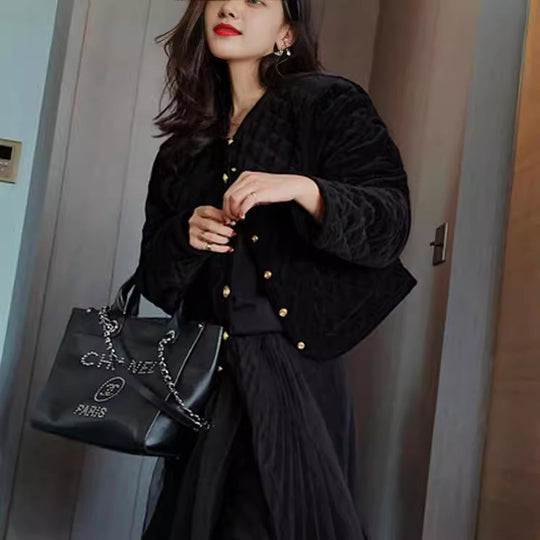 Damen Gemusterte Steppjacke Nord Taschen