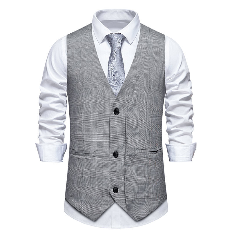 Herren elegante Anzugweste mit klassischem Herringbone-Muster und praktischen Taschen Nord Taschen
