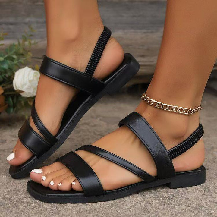 Damen Flache Sandalen mit überkreuzten Riemen und rutschfester Sohle