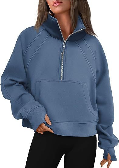 Damen sportlicher Hoodie mit kurzem Reißverschluss und praktischer Kängurutasche Nord Taschen