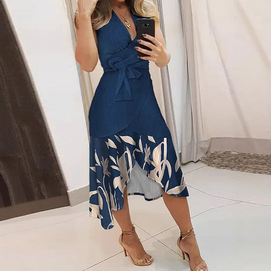 Damen Wickelkleid mit floralem Saum
