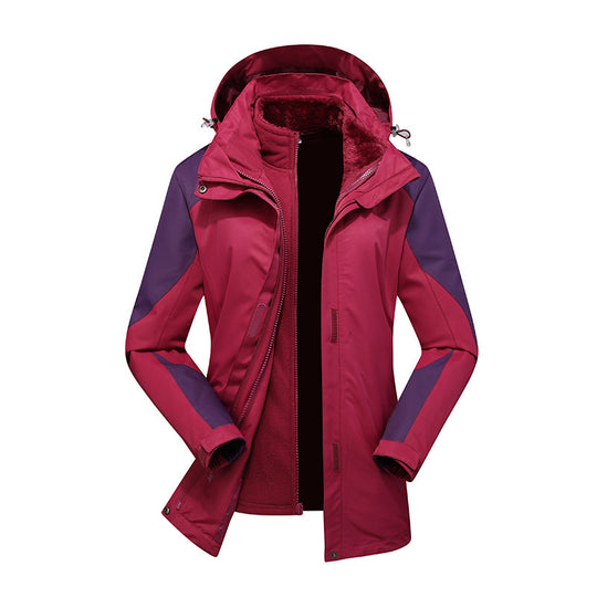 Damen zweilagige Softshelljacke mit herausnehmbarer Teddyfleece-Innenjacke und verstellbarer Kapuze Nord Taschen