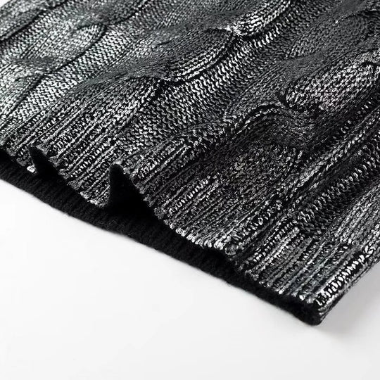 Damen Oversize-Zopfstrickpullover mit Rundhals Nord Taschen
