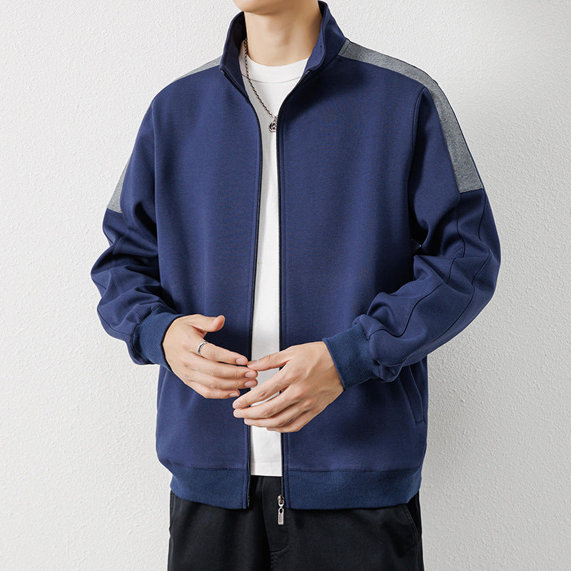 Herren Leichte Zip‑Trainingsjacke im Minimalstil mit Stehkragen und Kontrastpaspel Nord Taschen