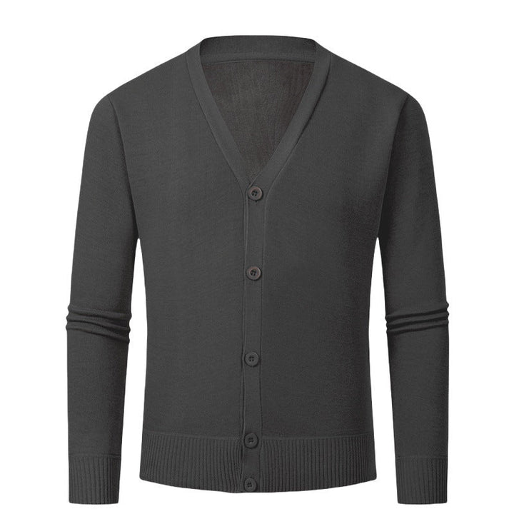 Herren Strickjacke mit V-Ausschnitt und knopflosem Design