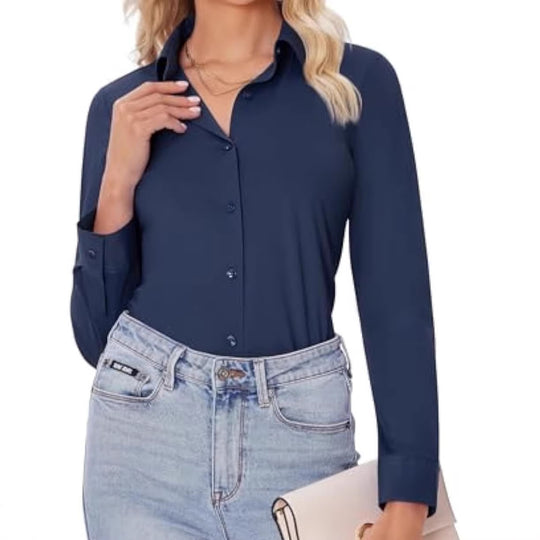 Damen Elegantes Langarmhemd Nord Taschen