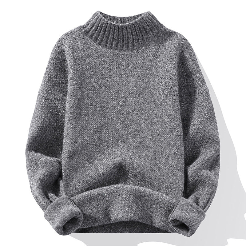 Herren Oversize-Feinstrickpullover mit hohem geripptem Kragen und melierter Struktur Nord Taschen