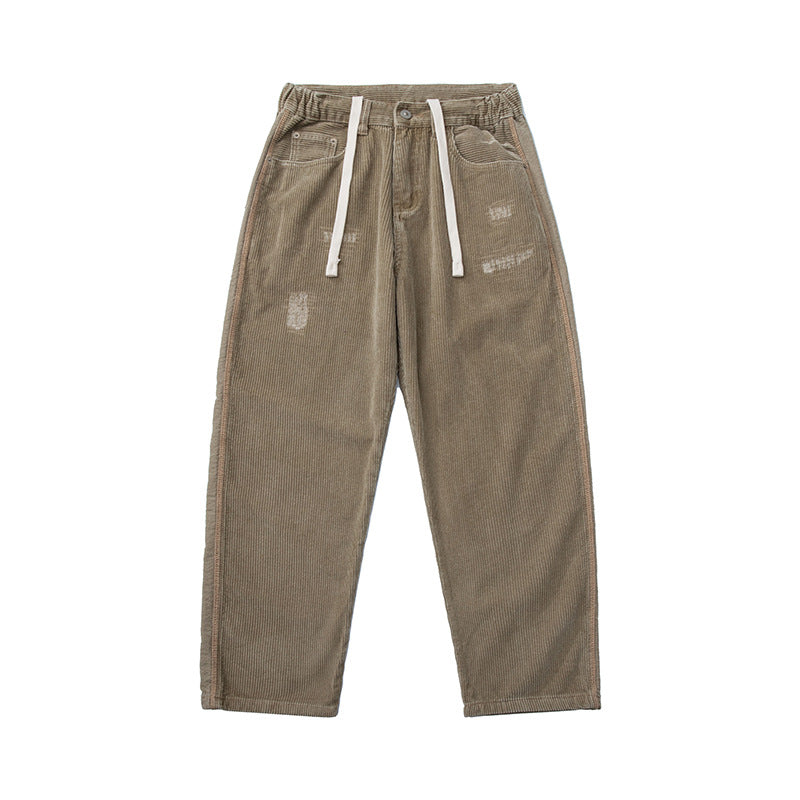 Herren Cordhose im Relaxed-Fit mit elastischem Tunnelzugbund und Used-Details Nord Taschen