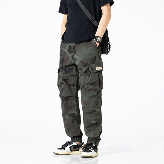 Herren Taktische Cargo‑Jogginghose im Camouflage‑Military‑Look mit Tunnelzugbund, Knieabnähern und Multifachtaschen Nord Taschen